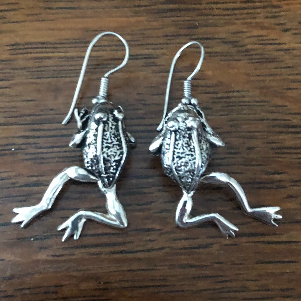 $64 Estate Sterling Silver Earrings Marked MEX 925 TS-100 - Picture 5 of 5